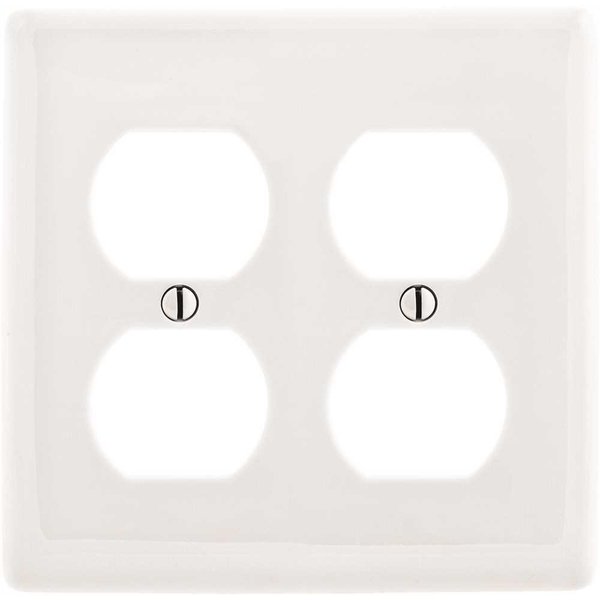 Hubbell Wiring 2-Gang Duplex Wall Plate - White P82W